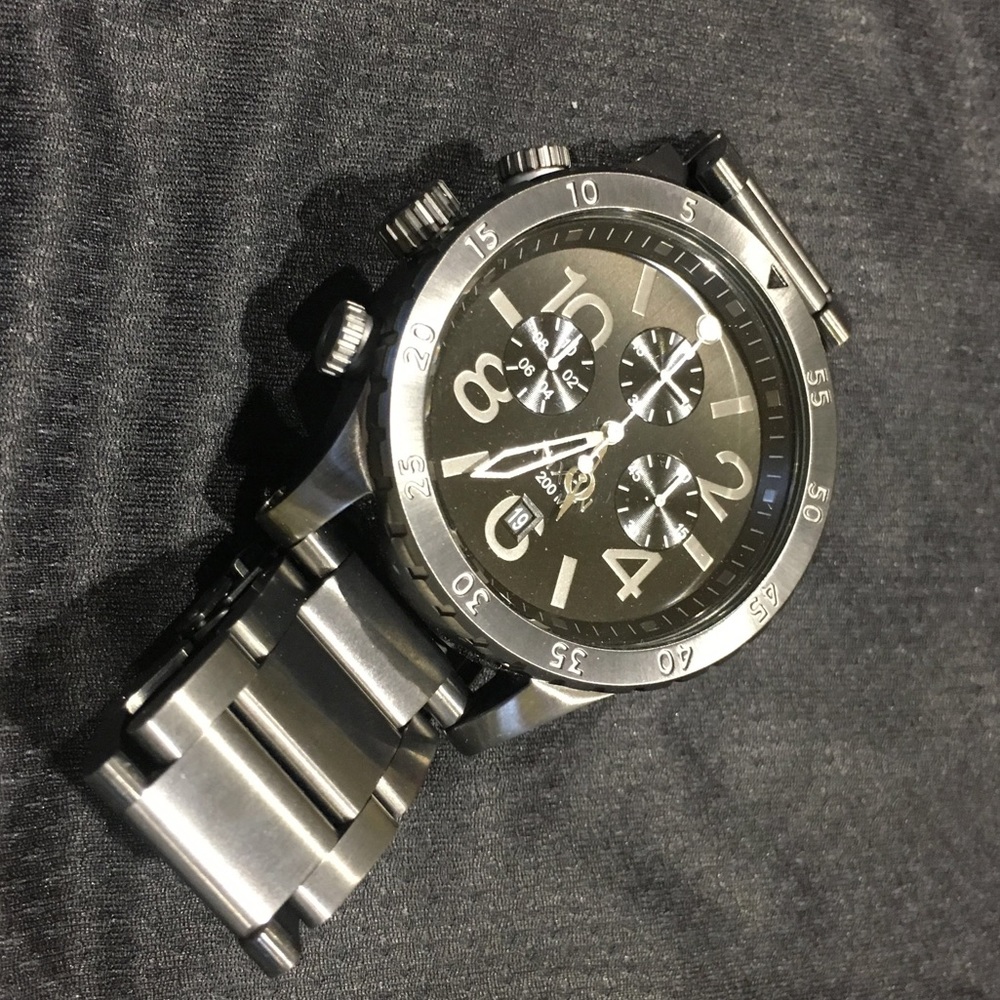 Nixon 48-20 Chrono Brushed Gun Grey Mens Watch